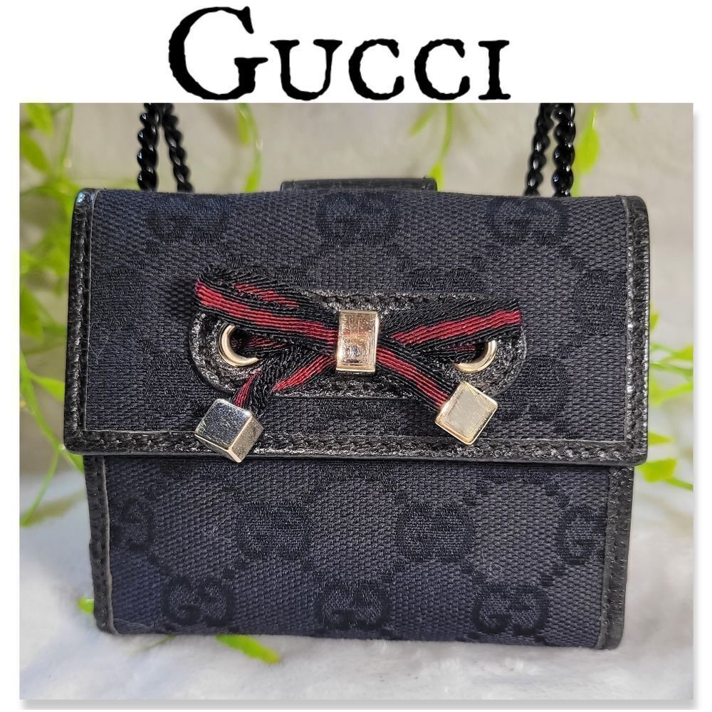 Authentic Gucci Princy GG Canvas Compact French Wallet